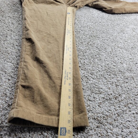 LL Bean Corduroy Pants Women's 14 M Tall Brown Curvy Fit Pleated Trousers - Picture 8 of 9